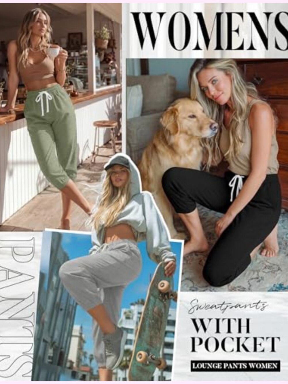 3 Pack Women's Capri Sweatpants Joggers High Waisted Athletic Lounge Pants with - Picture 4 of 6